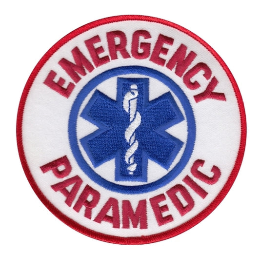 EMERGENCY PARAMEDIC SHOULDER PATCH, RED/ROYAL, 4" CIRCLE
