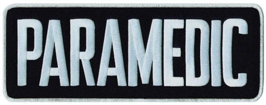 PARAMEDIC BACK PATCH, WHITE/MIDNIGHT NAVY, 11X4" - SEW ON BACKING