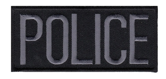 POLICE Chest Patch, Grey/Black, Heat Seal, 4x2"